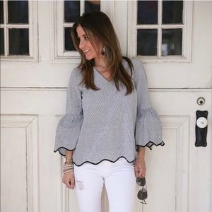 Striped Trumpet Sleeve Top (NWT)